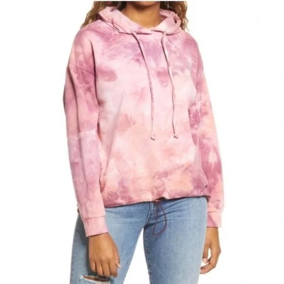bp Tops - NWT BP Tie Dye Fleece Hoodie In Pink-Purple Tie Dye Sweatshirt Size XS